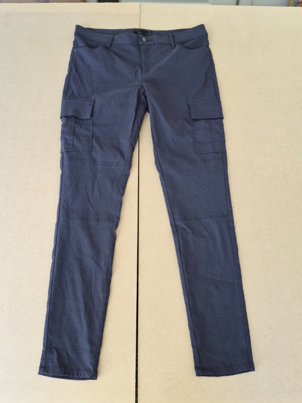 Prana Pants Womens 12 Meme Gray Cargo Hiking Nylon Stretch Geometric Pattern
